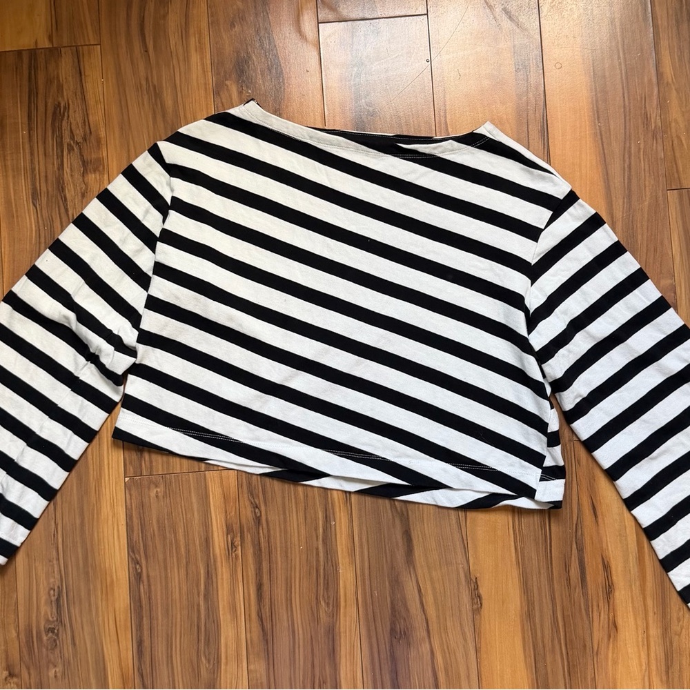 Maeve black/white stripes boatneck top - Picture 3 of 11